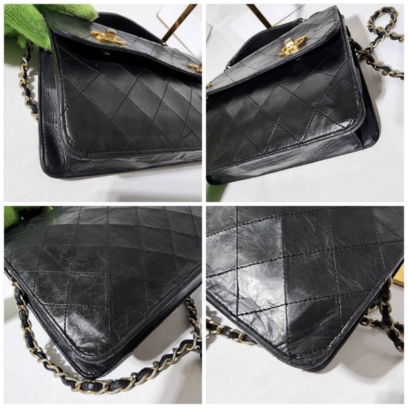 Authentic Chanel Vintage Matelasse Double Turnlock Shoulder Bag Black - Picture 14 of 16